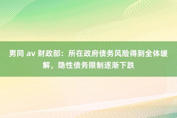 男同 av 财政部：所在政府债务风险得到全体缓解，隐性债务限制逐渐下跌